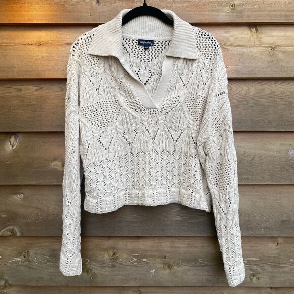 Originality off white crocheted cropped sweater - Picture 3 of 6